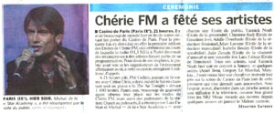 Trophées Chérie FM - Le Parisien 28/09/2005