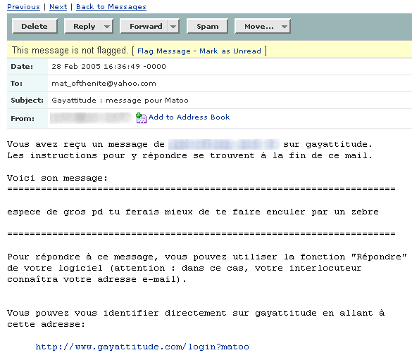 Mail d'insulte