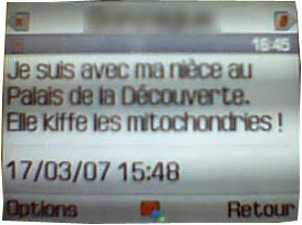 sms "je kiffe les mitochondries"