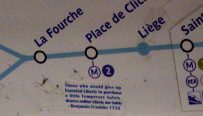 Citation de Benjamin Franklin dans le métro