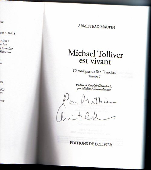 Michael Tolliver est vivant - Armistead Maupin - Dédicace