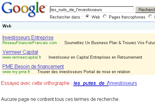 Une blague graveleuse Google. :)