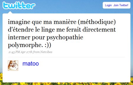 Mon touite sur l'étendage de linge Mon touite sur l'étendage de linge