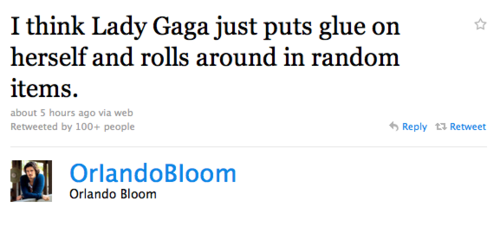 I think Lady Gaga just puts glue on herself and rolls around in random items.