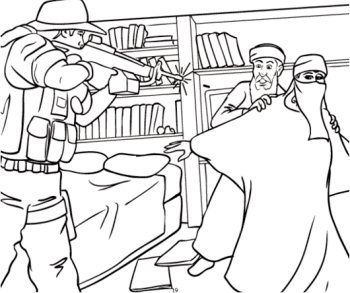 Extrait d'un cahier de coloriage pour expliquer le 11 septembre 2001 aux enfants