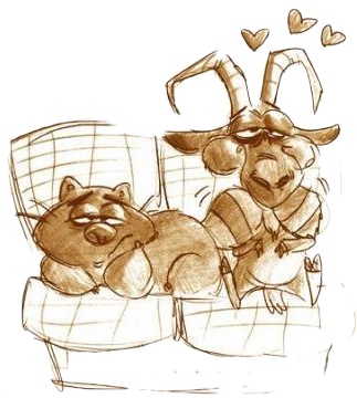 Matoo et bibou sur le canapé