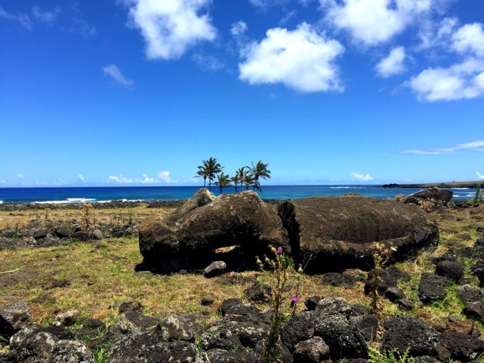 Moaï tombé et cassé